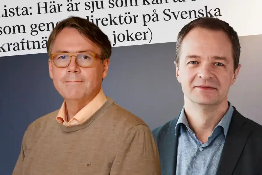 Jacob Henriksson, ny finansdirektör på Svenska kraftnät, och Peter Wigert, ställföreträdande generaldirektör. Foto: Pressbilder (montage).