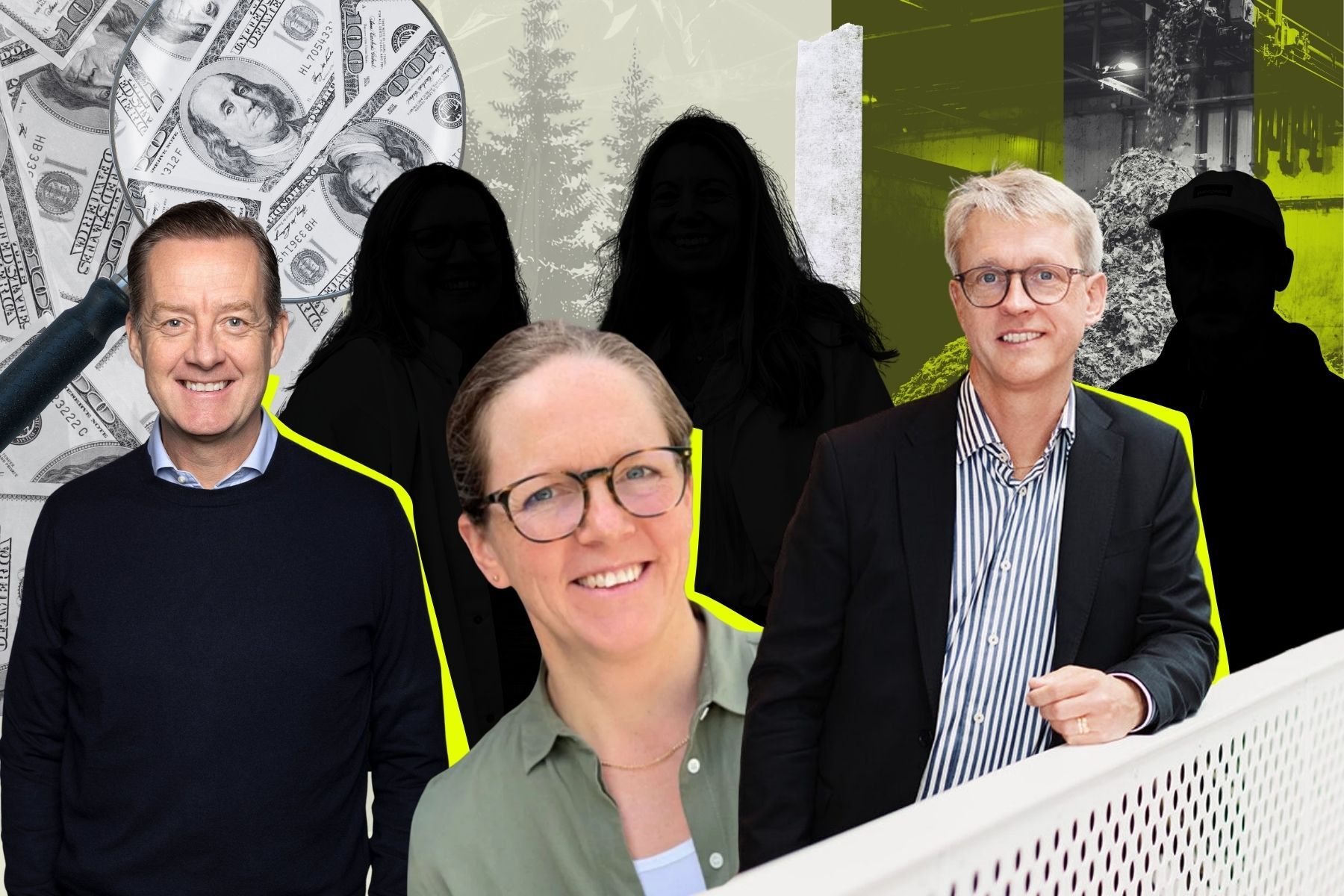 Några av entreprenörerna som är på jakt efter impact-kapitalet. Foto: pressbilder. Grafik av Impact Loop.