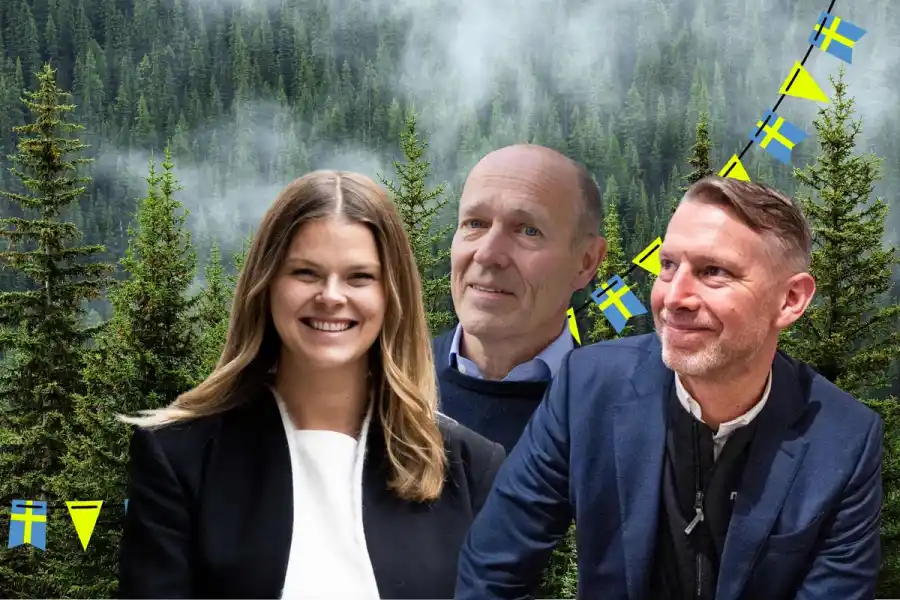 Linnea Kornehed Falck (Einride), Harald Mix (Vargas) och Peter Carlsson (Northvolt). Foto: TT.