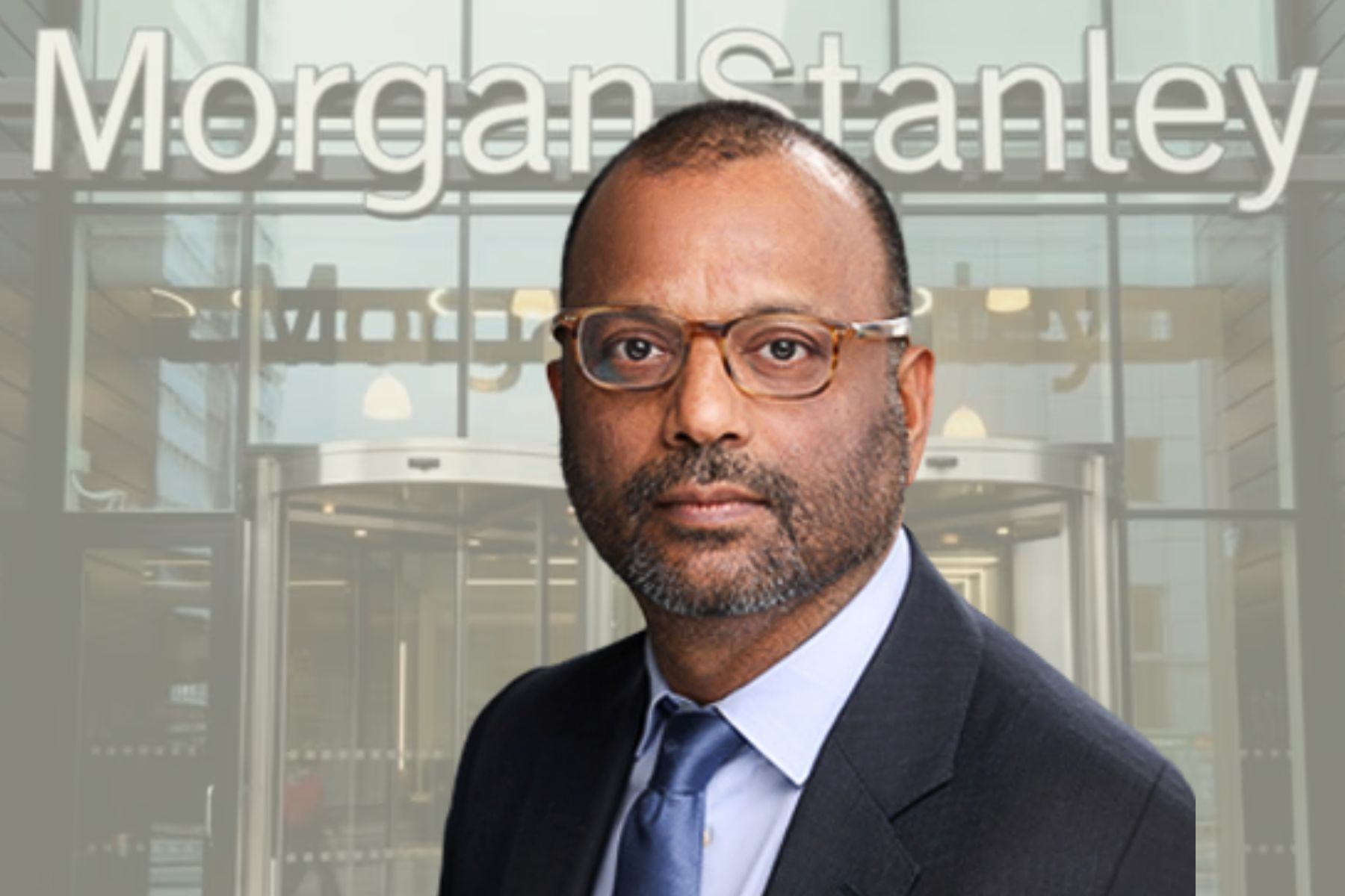 Vikram Raju at Morgan Stanley's climate fund. Press image / Canva (montage).
