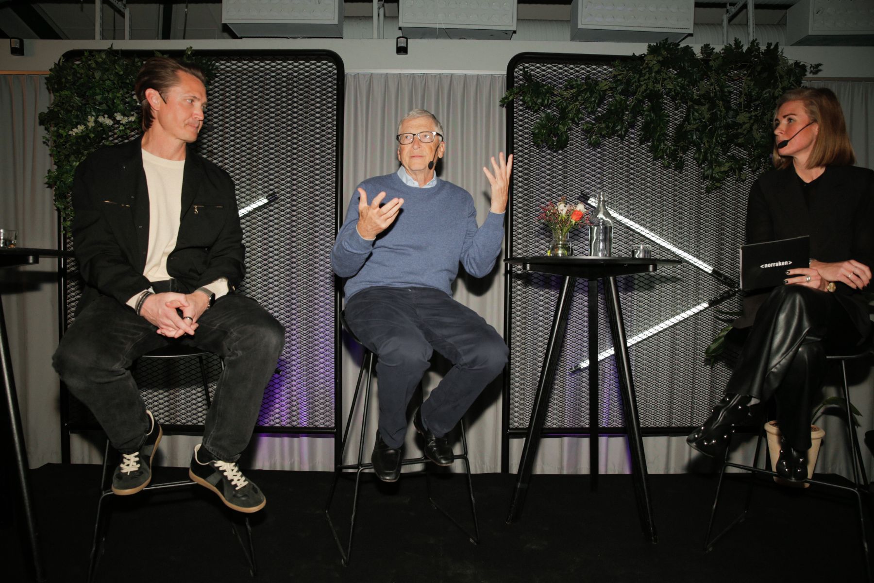 Niklas Adalberth, Bill Gates och Sofia Lindelöw. Foto: Cornelia Bazley.