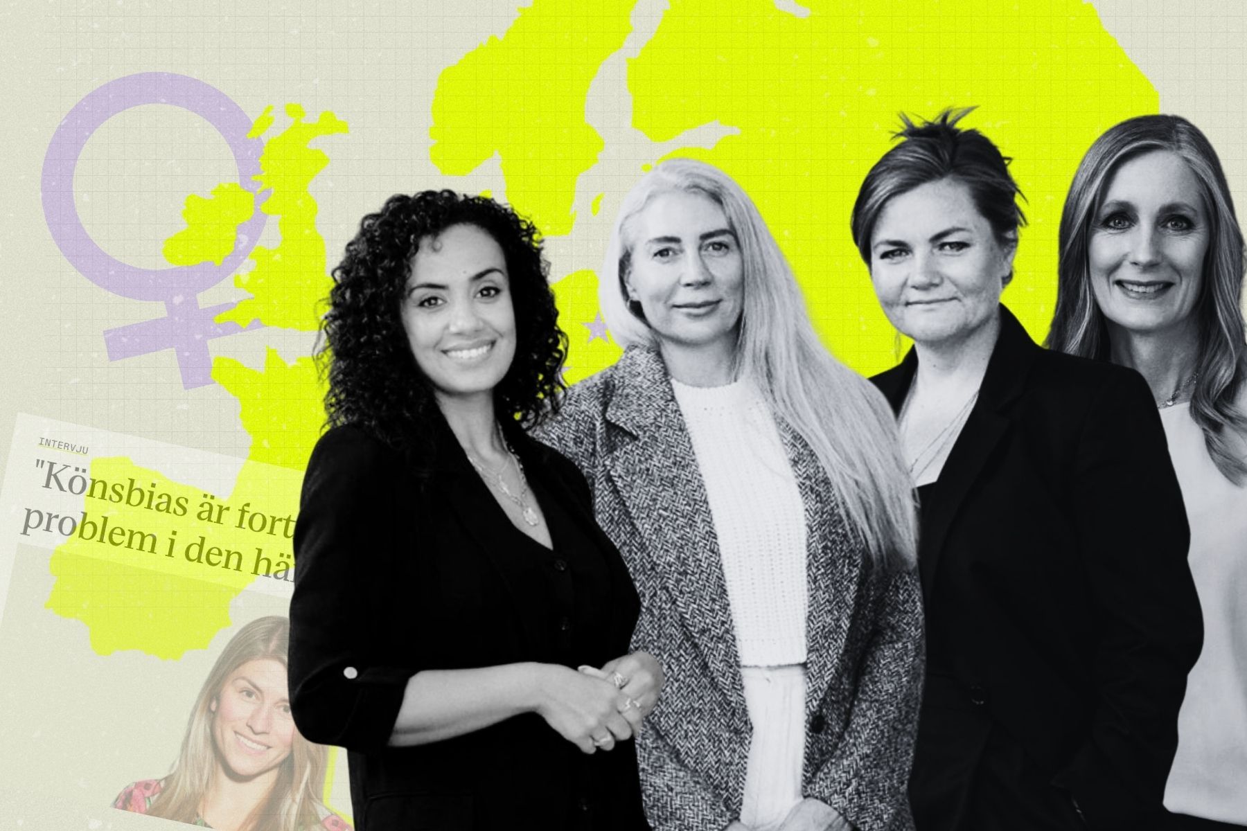 Nora Bavey, Alexis Horowitz-Burdick och Thea Messel på Unconventional Ventures samt Kerstin Cooley på Course Corrected. Foto: Pressbilder (montage).