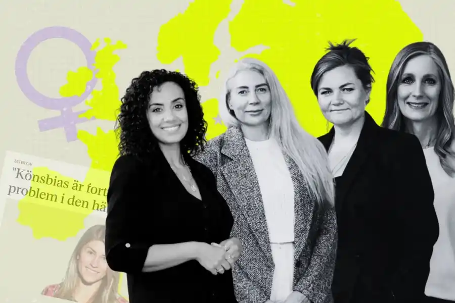 Nora Bavey, Alexis Horowitz-Burdick och Thea Messel på Unconventional Ventures samt Kerstin Cooley på Course Corrected. Foto: Pressbilder (montage).