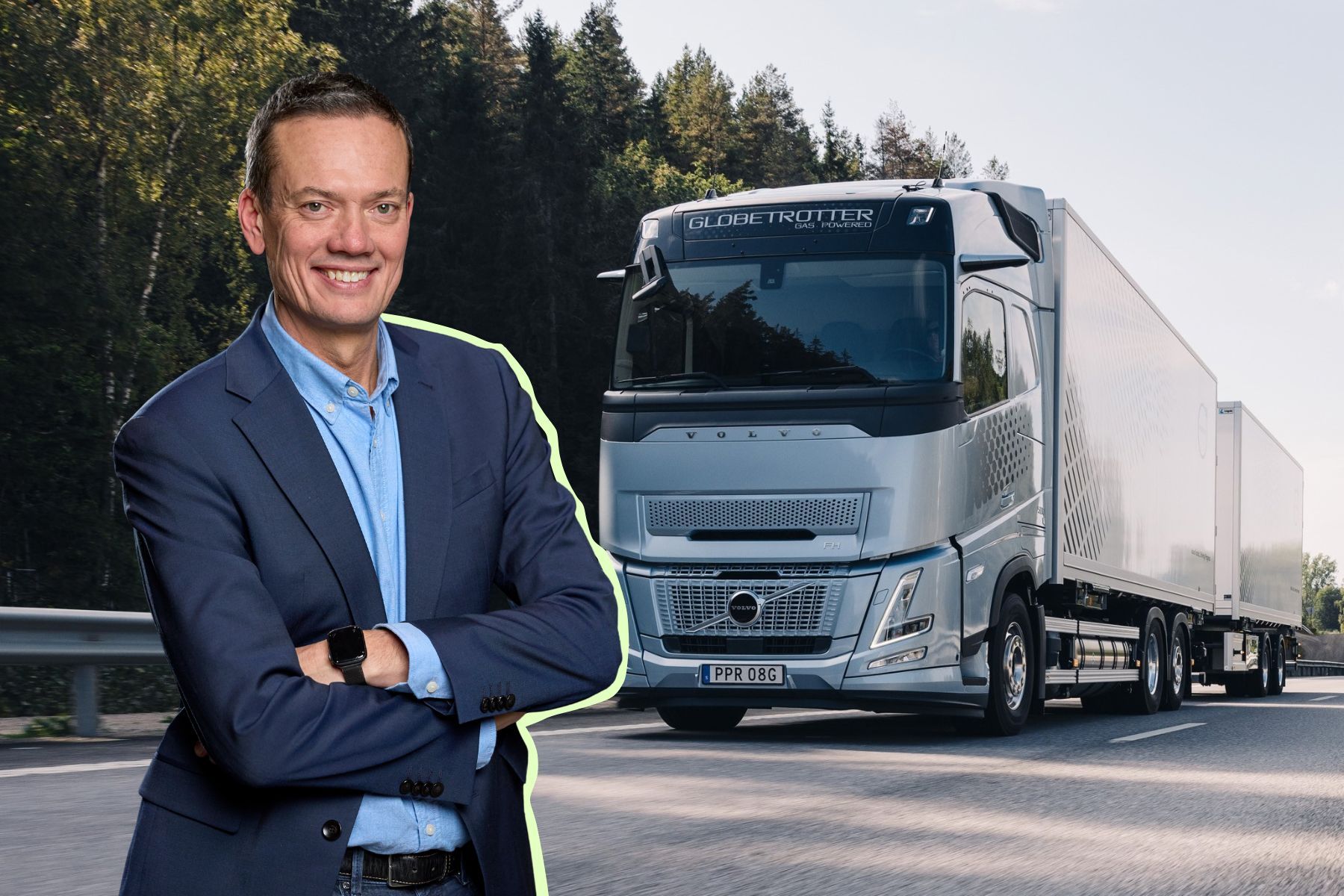 Jan Hjelmgren, produktchef på Volvo Lastvagnar. Foto: pressbilder (montage)