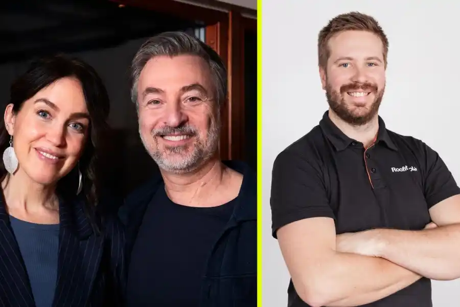 Sofia Ståhl, Tareq Taylor och Niklas Grönberg från Roofit Solar. Foto: TT/Pressbild.