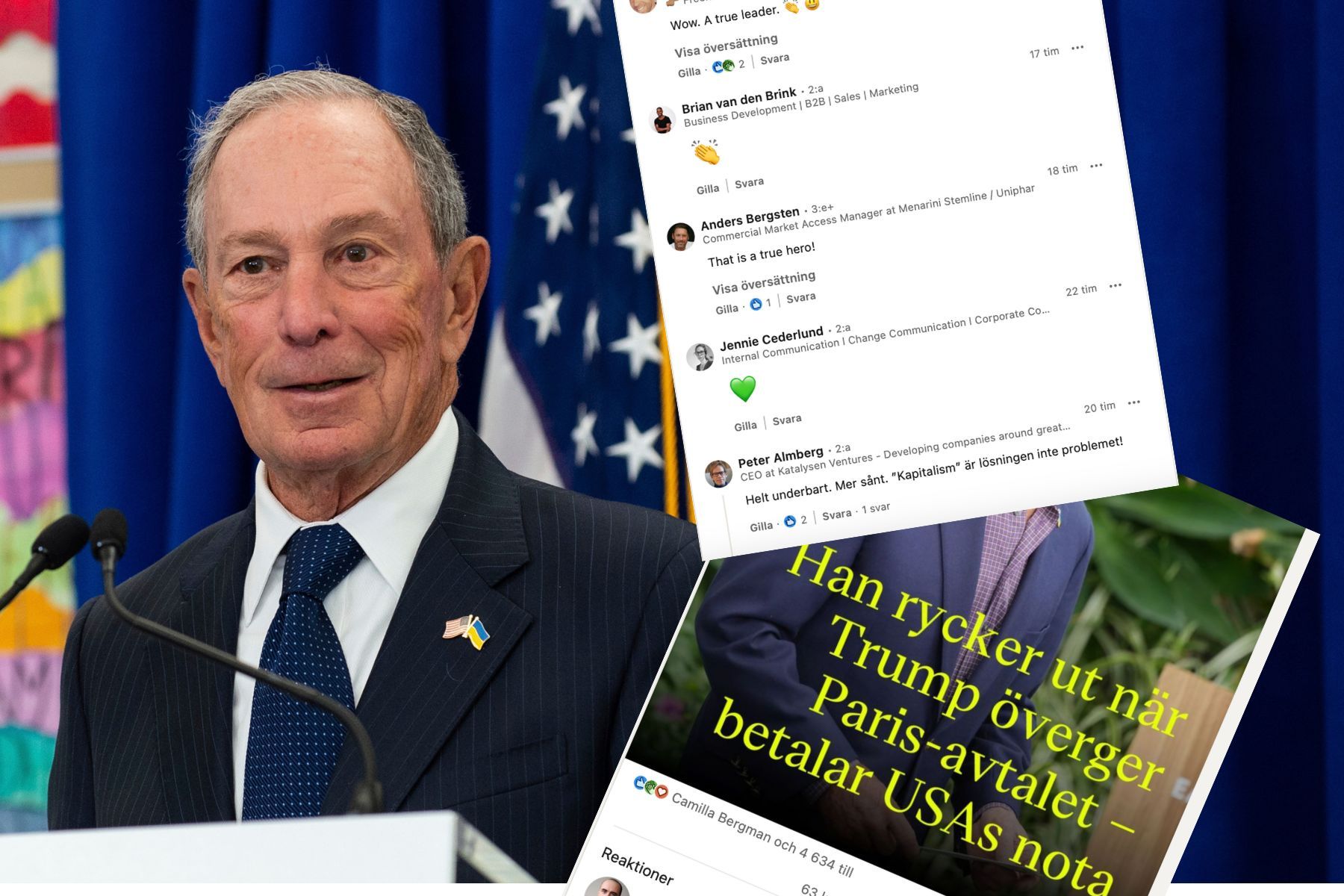 Mike Bloomberg skapade stora reaktioner på Linkedin. Foto: TT.