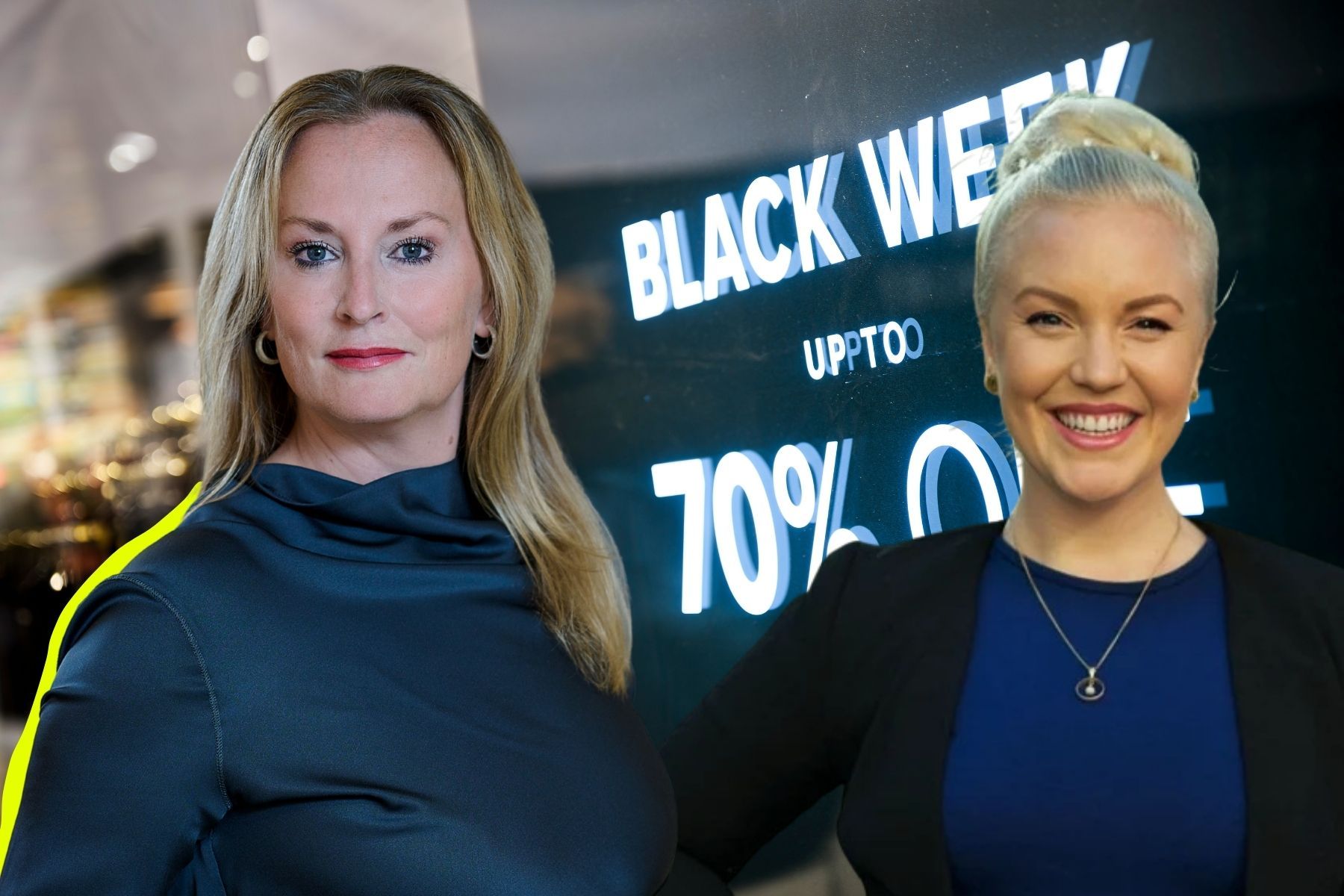 Maria Mikkonen på Svensk Handel och Alexandra Davidsson. Foto: TT/Pressbilder (montage).