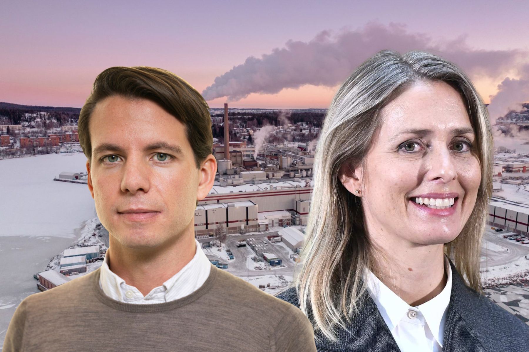 Jonatan Janmark, vd på Circulose och Helena Helmersson, vd. Foto: pressbilder / TT.