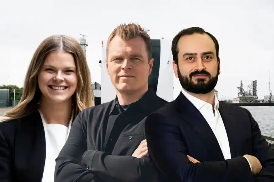 Linnéa Kornehed Falck, Robert Falck (medgrundare) och Roozbeh Charli (vd), Einride. Foto: press.