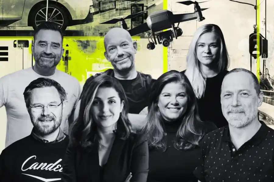 Mattias Sjunnesson (Packbud), Jacob Gustafsson (Coride), Sara Nozkova (Flox), Gustav Hasselskog (Candela), Yalda Mirbaz (Vidde), Karin Ebbinghaus (Elonroad) och Tobias Husberg (Cstrider). Foton: press.