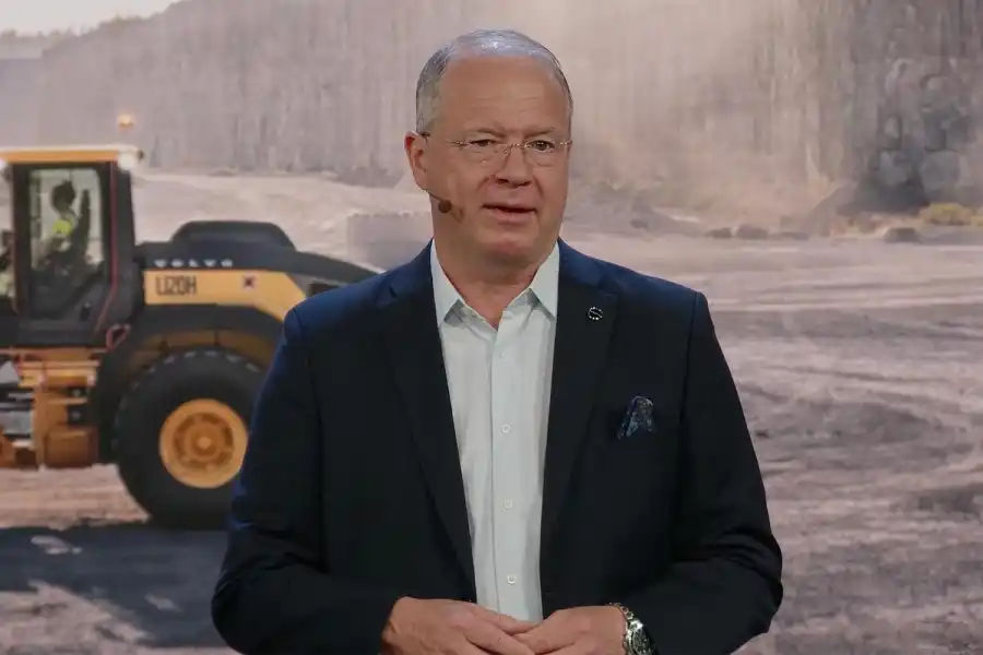 Volvokoncernens vd Martin Lundstedt under kapitalmarknadsdagen i Eskilstuna. Foto: skärmdump