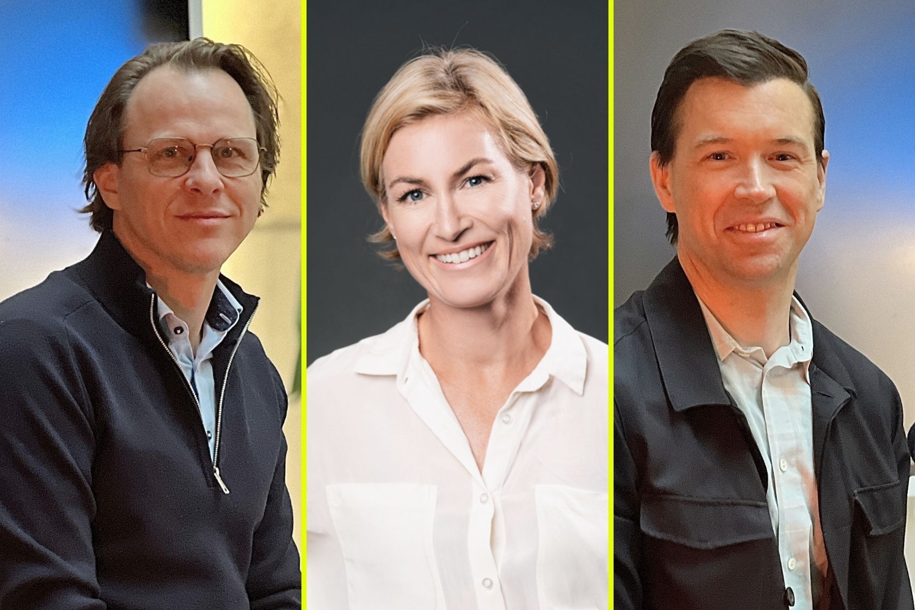 Johan Frenckner (Longrun Capital), Anna Ljungdahl (Industrifonden) och Johan Wiksell (JM:s CVC). Foto: Impact Loop.