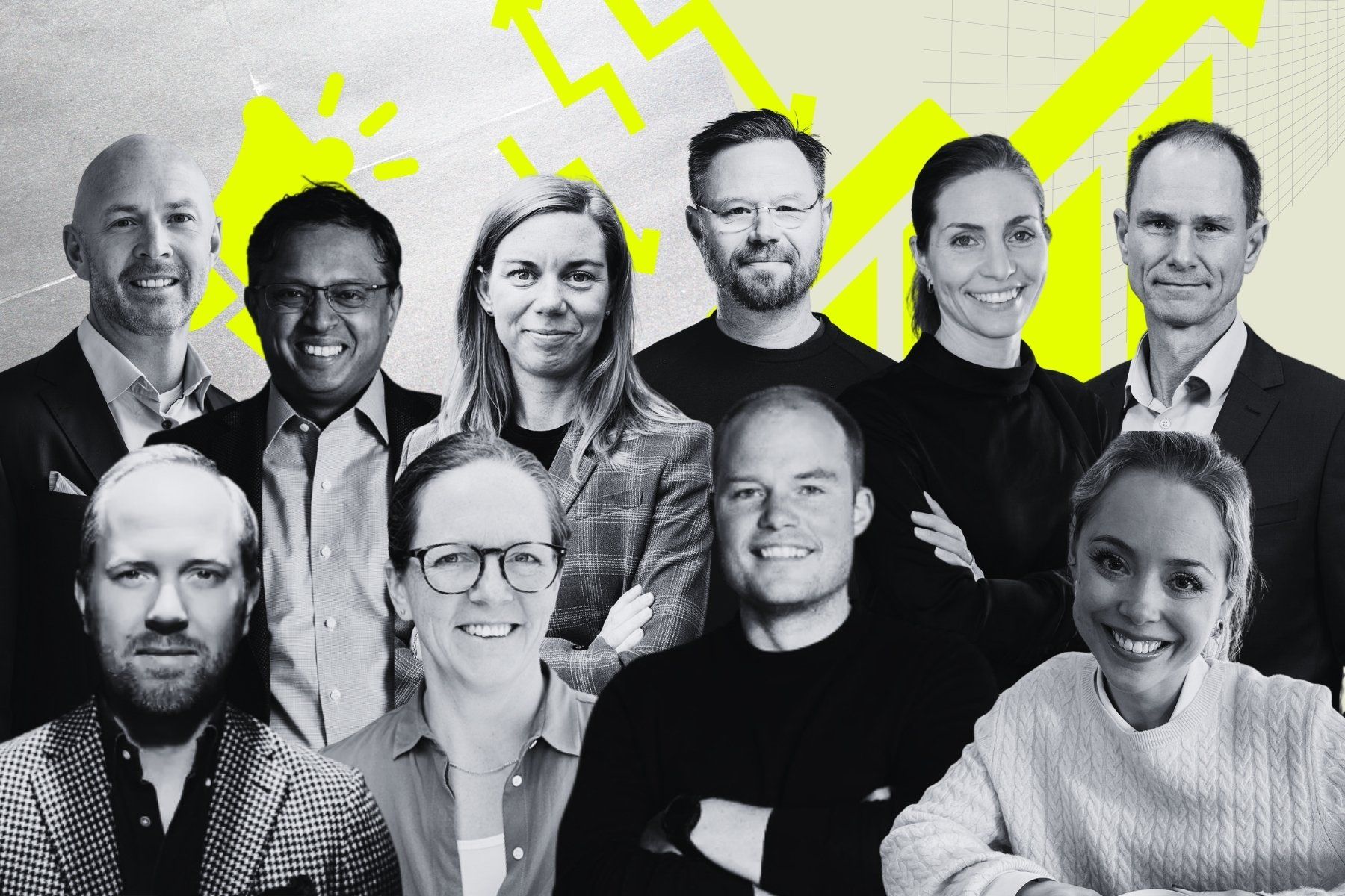 Några av vd:arna för bolagen som finns med på listorna. Foto: Pressbilder.