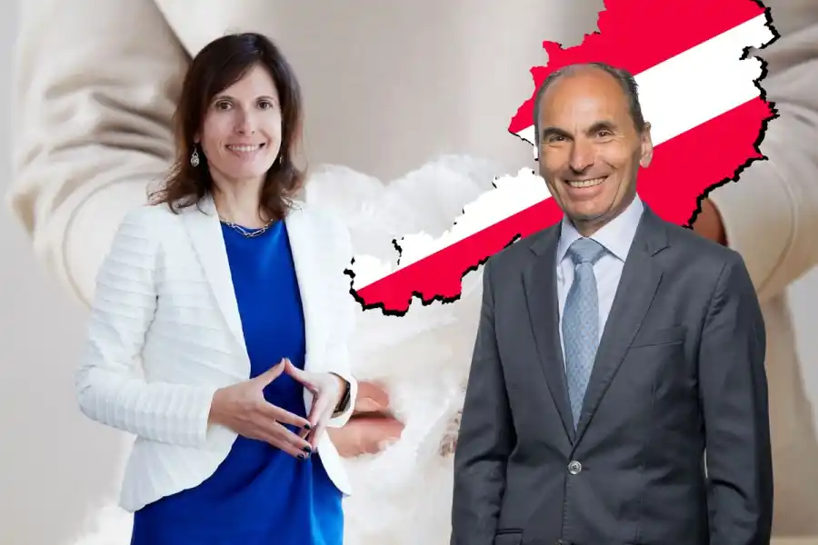 Roxana Barbieru, vd på Treetotextile och Georg Kasperkovitz, Lenzing. Foto: pressbilder.