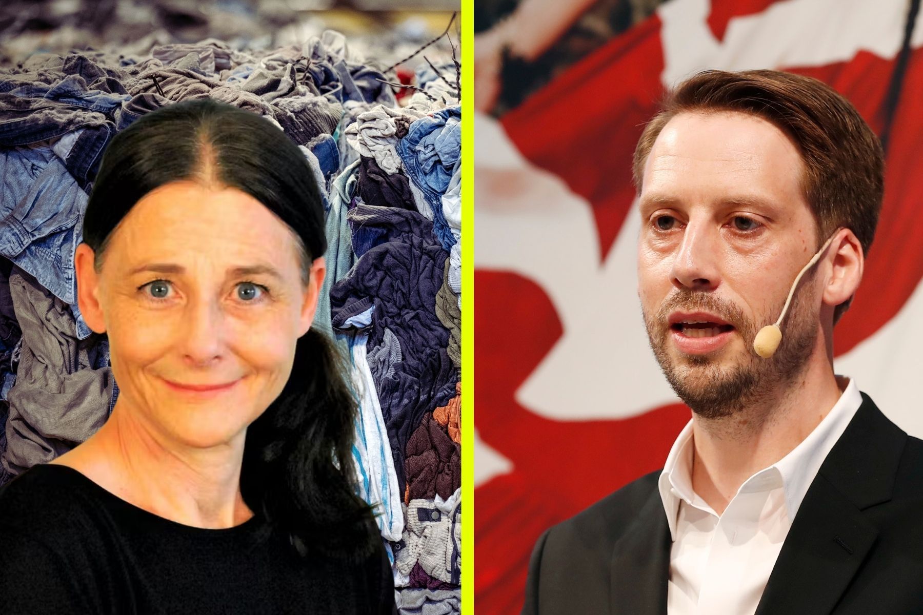 Yvonne Augustsson, Naturvårdsverket, och Daniel Ervér, vd på H&M. Foto: pressbild / TT.