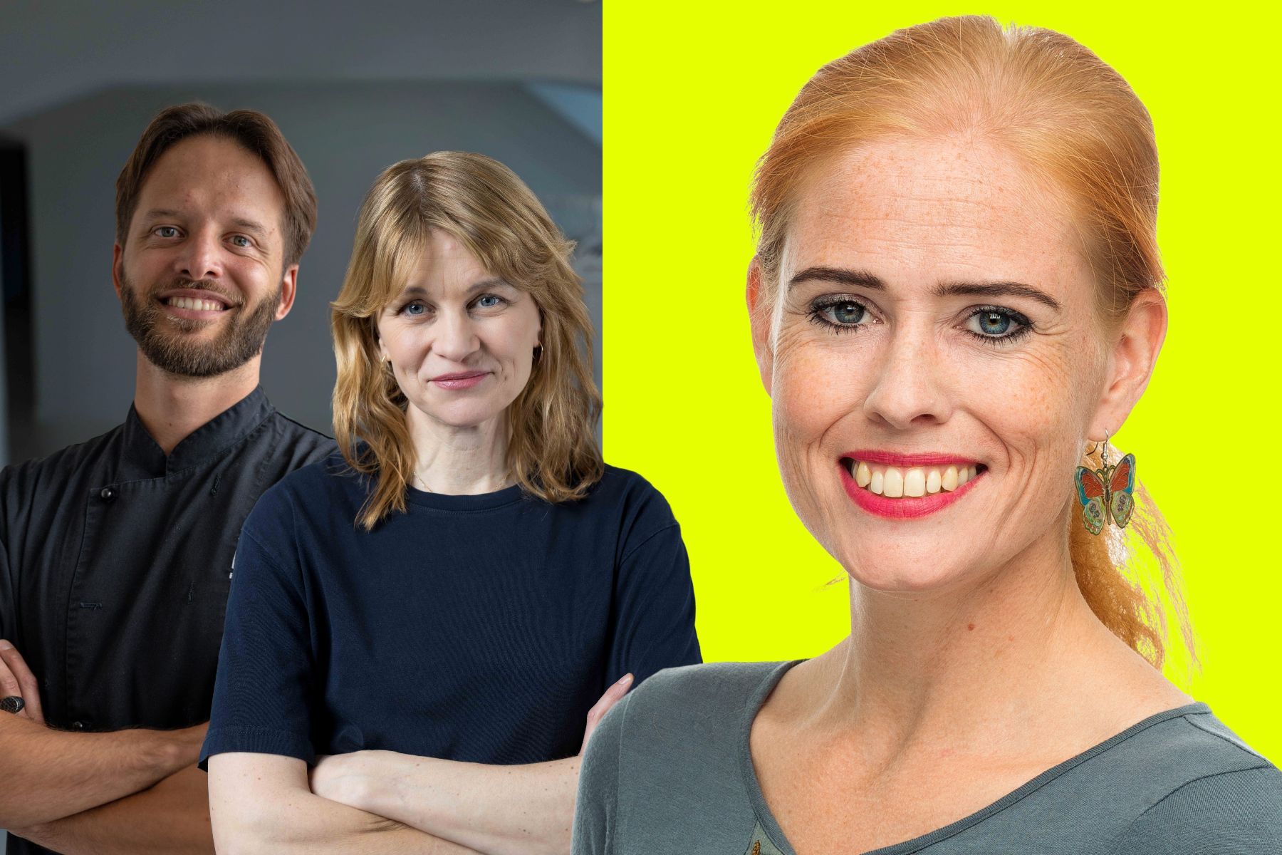 Filip Lundin, Grundare av Sopköket, Hanna Saurén, grundare av Imperfect Industries och Monica Sihlén på Upphandlingsmyndigheten. Foto: Pressbilder.