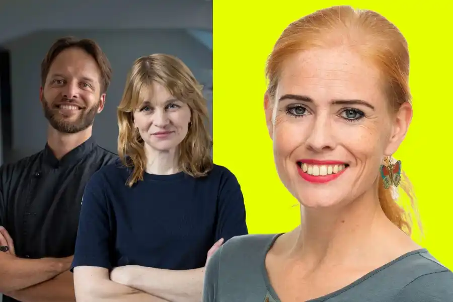 Filip Lundin, Grundare av Sopköket, Hanna Saurén, grundare av Imperfect Industries och Monica Sihlén på Upphandlingsmyndigheten. Foto: Pressbilder.