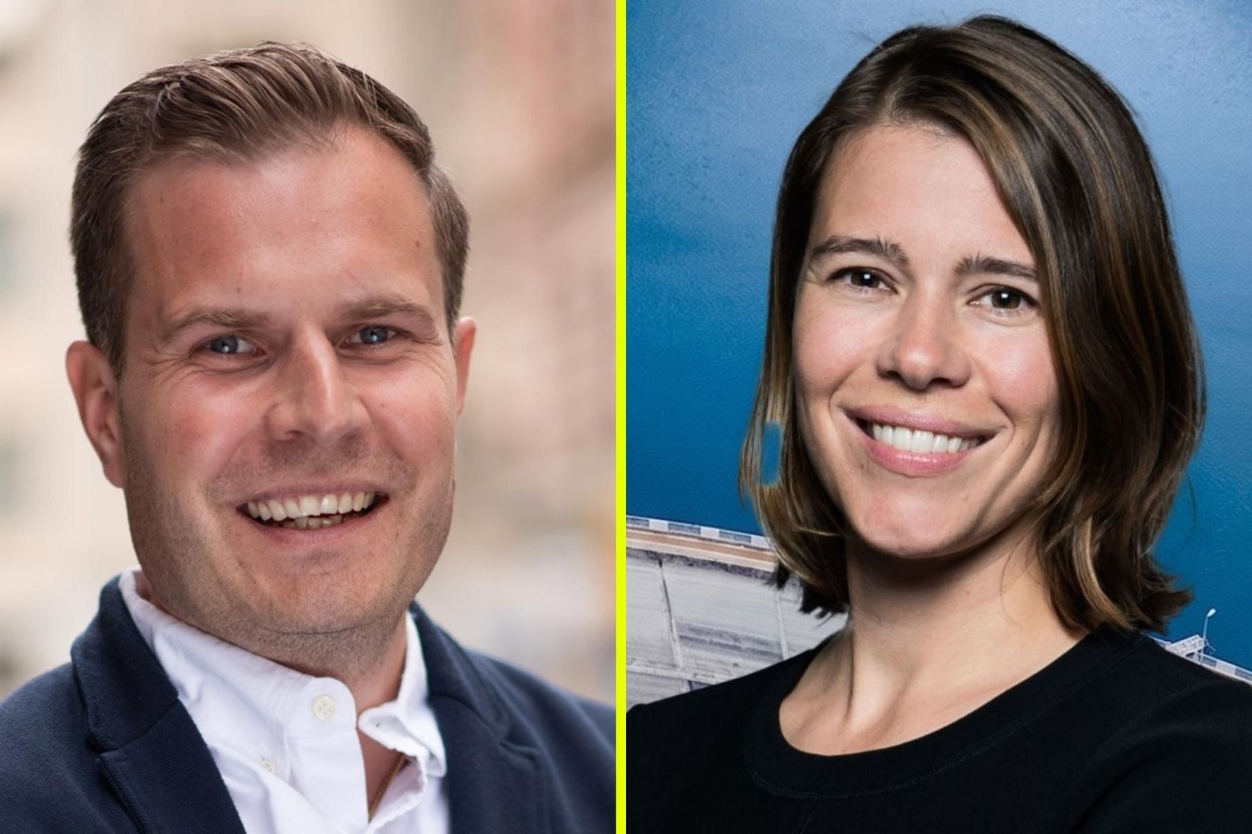 Victor Andersson, vd och medgrundare av Chaintraced, samt Katarina Nylander, vd på Spotscale. Pressbilder.
