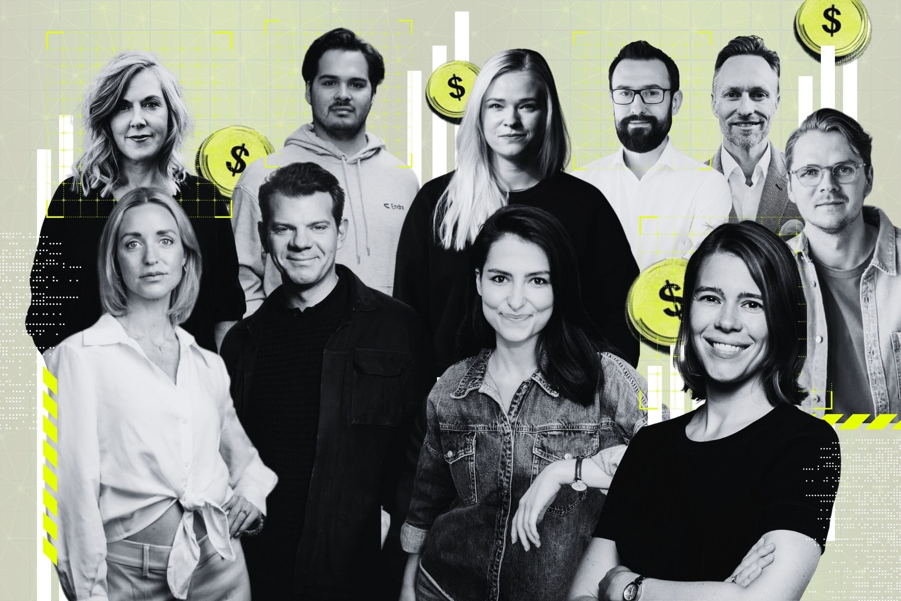 Några av entreprenörerna bakom AI-bolagen i vår genomgång. Foto: press och grafik av Diana Demin, Impact Loop.