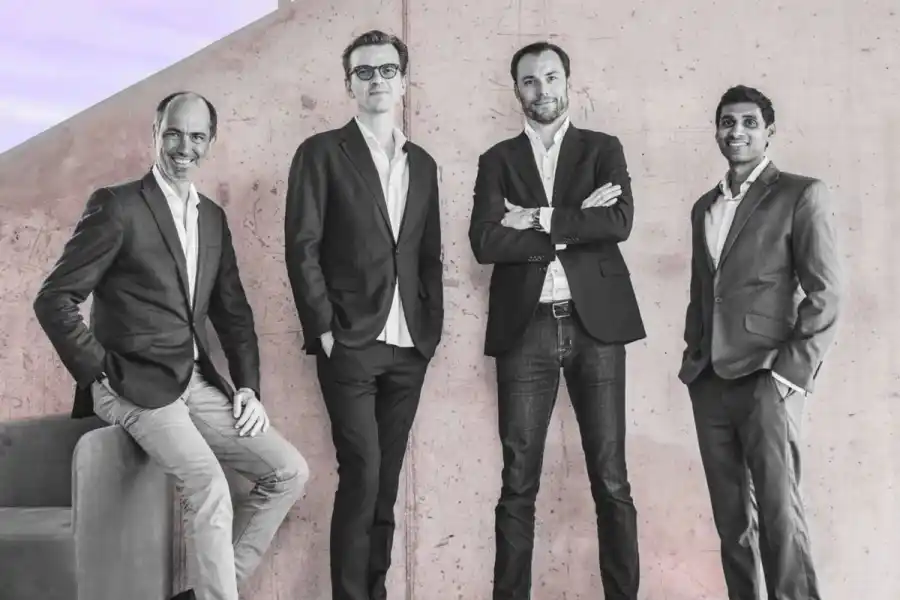Co-founder and former 2150 partner Christian Hernandez (left) alongside remaining partners Jacob Bro, Christian Jølck, and Rahul Parekh. Press photo