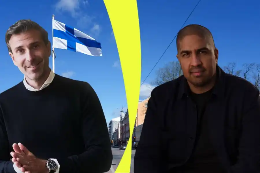 Daniel Wentz och Tanmoy Bari, produktchef respektive vd på Greenly. Foto: Presbilder.