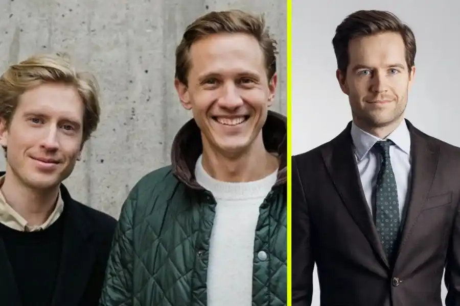 Veats grundare Andreas Karlsson och Christoffer Harlos samt advokat Peter Eriksson. Foto: pressbilder.