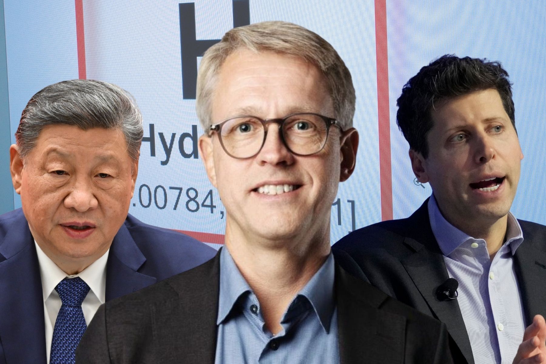 Jonas Nilsson är vd på Impact Coatings i mitten av Xi Jinping och Sam Altman. Foto: Pressbilder/TT (montage).