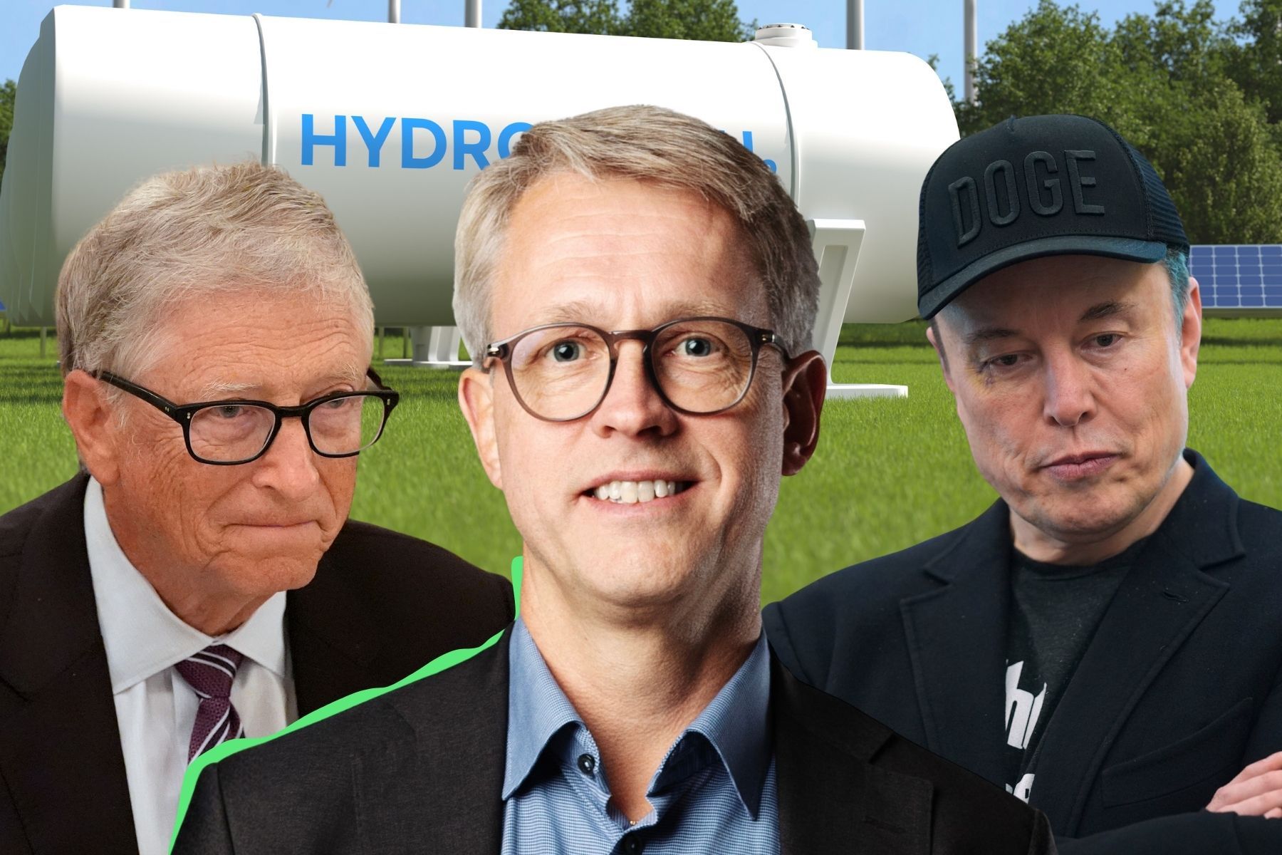 Jonas Nilsson är vd på Impact Coatings. Bill Gates och Elon Musk står på varsin sin sida i vätgasdebatten. Foto: Pressbilder/TT. Collage.