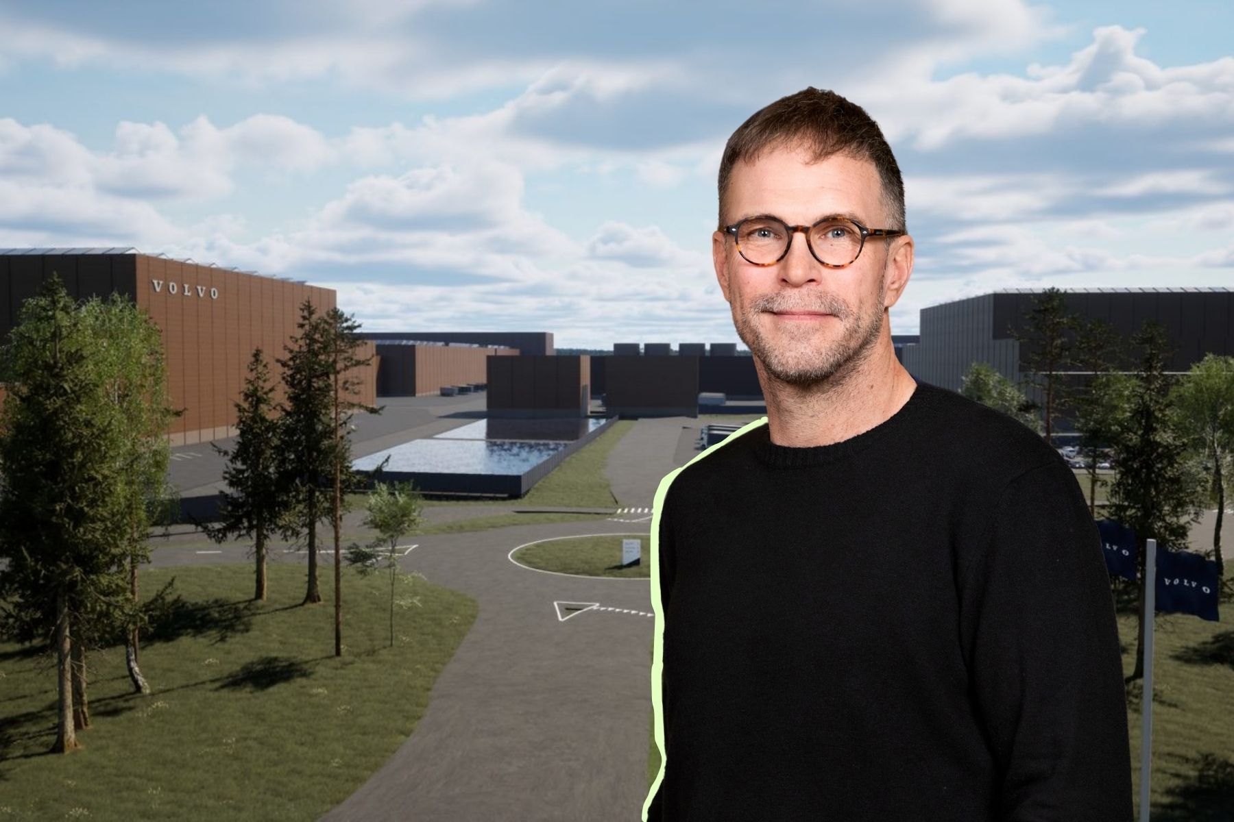 Fredrik Agélen är projektledare för Volvos batterisatsning i Mariestad. Foto: pressbilder/Volvo (kollage)