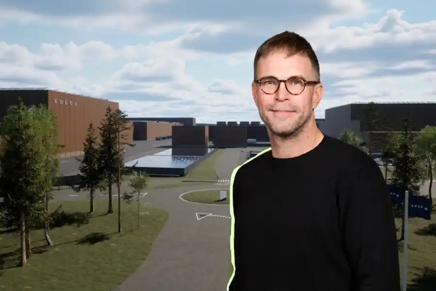 Fredrik Agélen är projektledare för Volvos batterisatsning i Mariestad. Foto: pressbilder/Volvo (kollage)