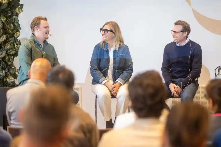 Siôn Lawrence-Geschwindt, Managing Editor at Impact Loop, Jenny Engerfelt, partner at Voima Ventures and Johannes von Borries, managing partner at UVC Partners. Credit: Jonas Borg