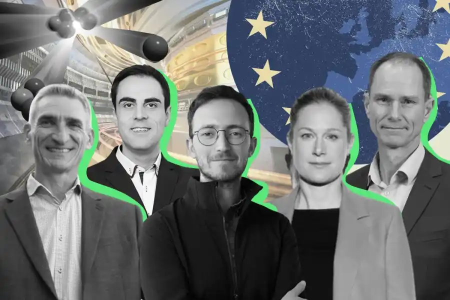 Sam Guilaumé (Renaissance Fusion), Heike Freund (Marvel Fusion), Francesco Sciortino (Proxima Fusion), Peter Roos (Novatron), Agata Hidalgo (Renaissance Fusion) och Abraham Taherivand (Gauss Fusion). Foto: Pressbilder (montage).