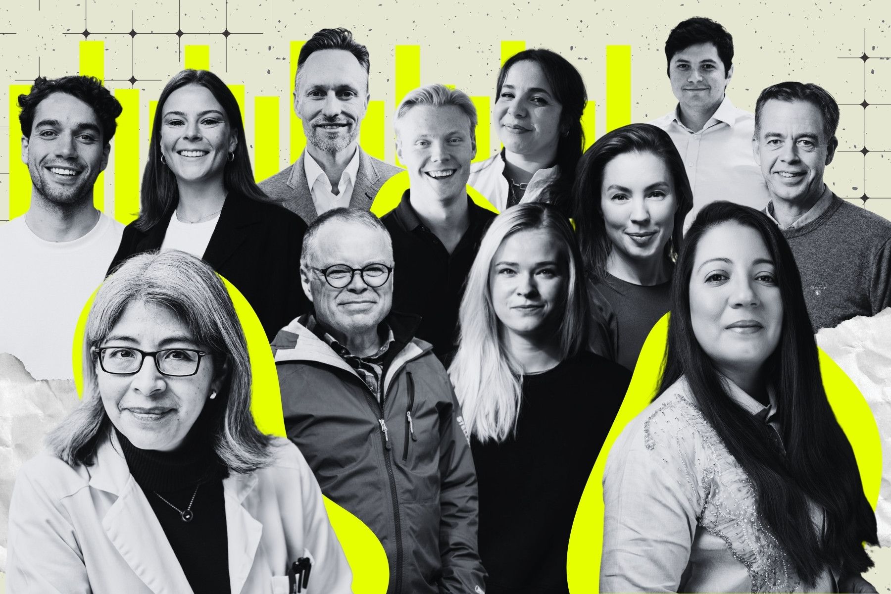 Några av entreprenörerna bakom bolagen i Impact Loops genomgång. Foto: press och grafik av Impact Loop