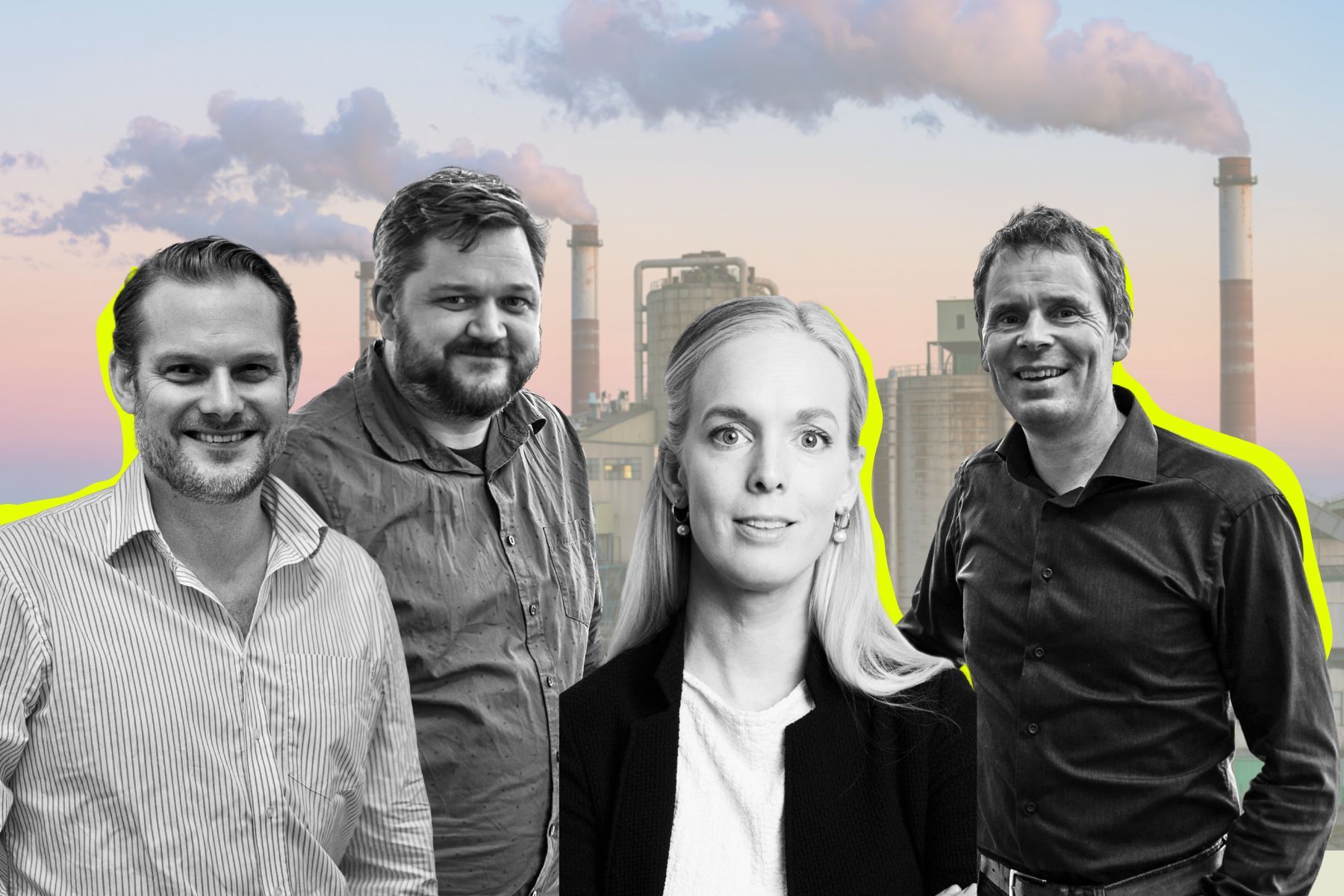 From left: Stefan Mård (Climentum), Kristian Løver (Enerin), Sofie Käll (The Footprint Firm), and Arne Høeg (Enerin CEO). Credit: Press photos/Impact Loop mockup