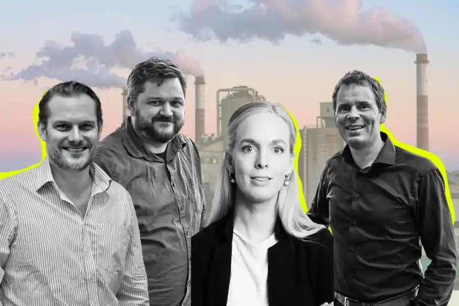 From left: Stefan Mård (Climentum), Kristian Løver (Enerin), Sofie Käll (The Footprint Firm), and Arne Høeg (Enerin CEO). Credit: Press photos/Impact Loop mockup