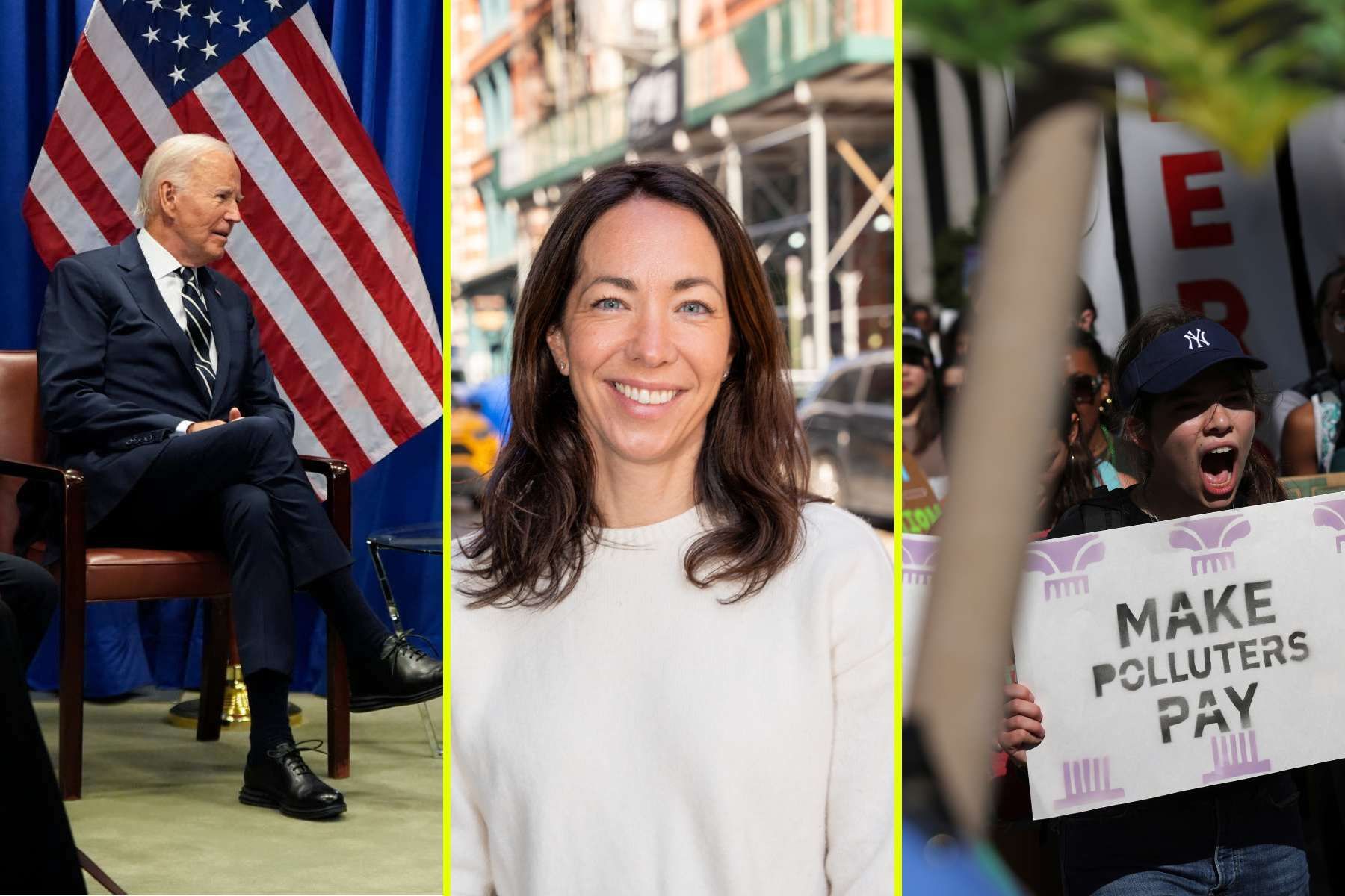 Jenny Kjellén, Impact Loop, och bild från New Yorks klimatvecka (foto: AP/TT).