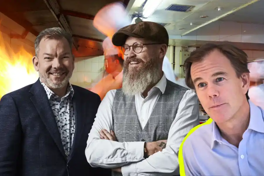 Nils Lekeberg och Jesper Wirén bredvid Karl-Johan Persson, H&M. Foto: pressbild.