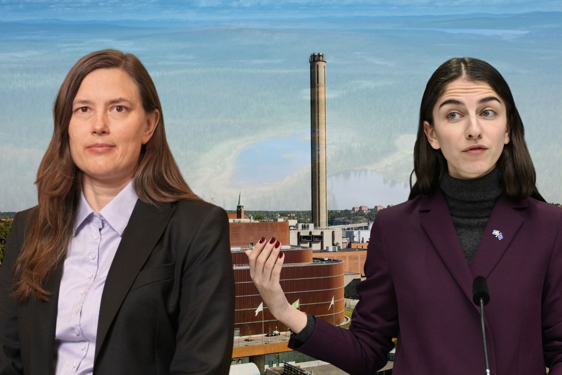 Klara Helstad, Energimyndigheten, och klimatminister Romina Pourmokhtari (L). Foto: Pressbilder/TT.