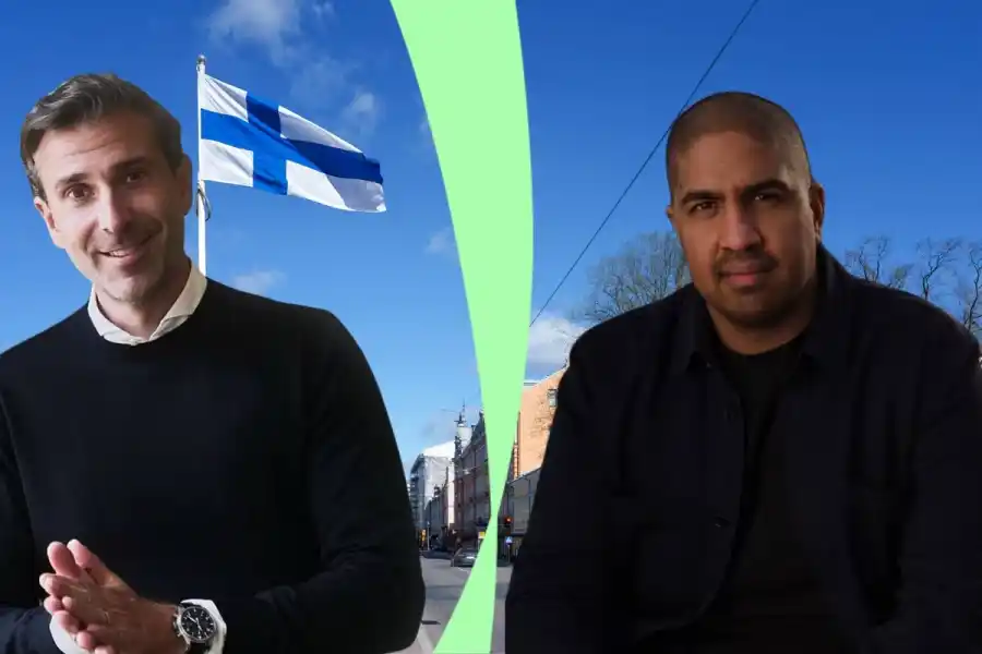 Daniel Wentz och Tanmoy Bari, produktchef respektive vd på Greenly. Foto: Presbilder.