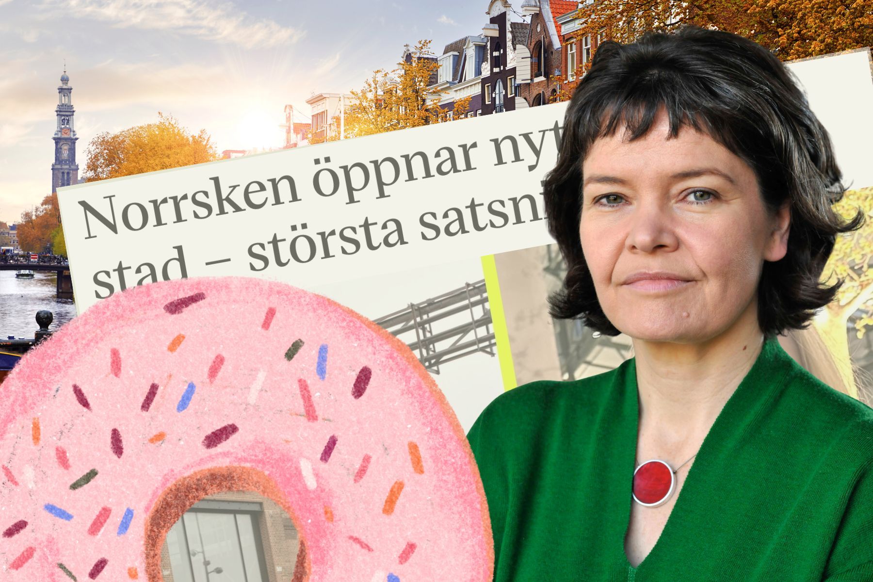 Kate Raworth, ekonom och författare till boken Doughnut Economics. Foto: Roman Krznaric/press. Collage av Impact Loop.