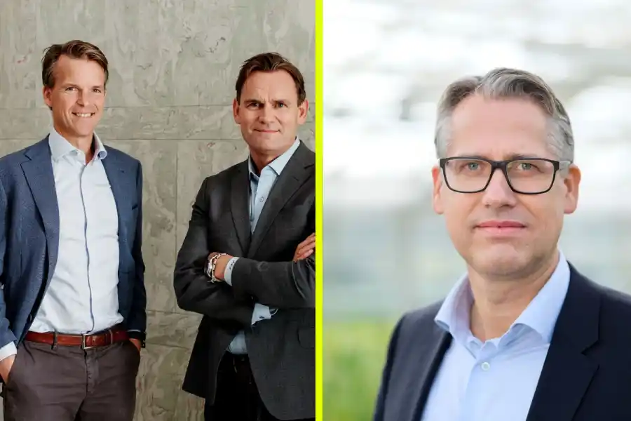 Jon André Løkke, vd för Njord Carbon, Bjarne Kveim Lie, partner på Verdane och Andreas Hörnfeldt, chef för nya affärer på Södra Innovation. Foto: pressbilder.