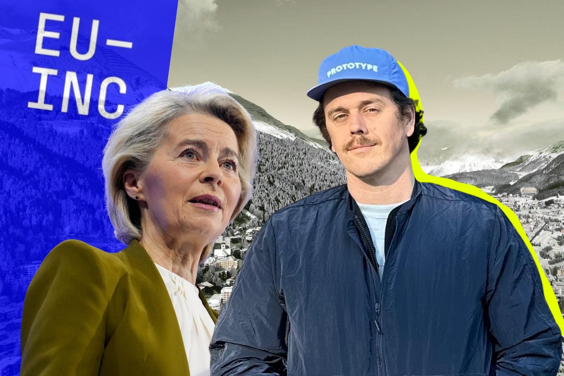 European Commission president Ursula von der Leyen (left) and Andreas Klinger, Prototype Capital founder and one of the drivers behind EU-INC. Press photos/Impact Loop design