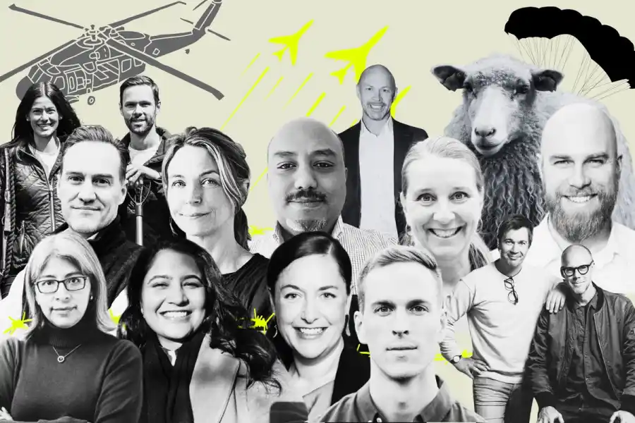 Några av de vd:ar och grundare av dual use-bolagen som är med på listan. Foto: Pressbilder, grafik Impact Loop.