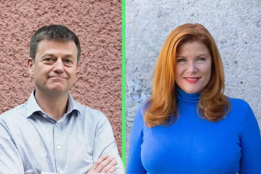 Fredrik Hånell, EIT Urban Mobility, och Karin Ebbinghaus, Elonroad. Foto: pressbilder.