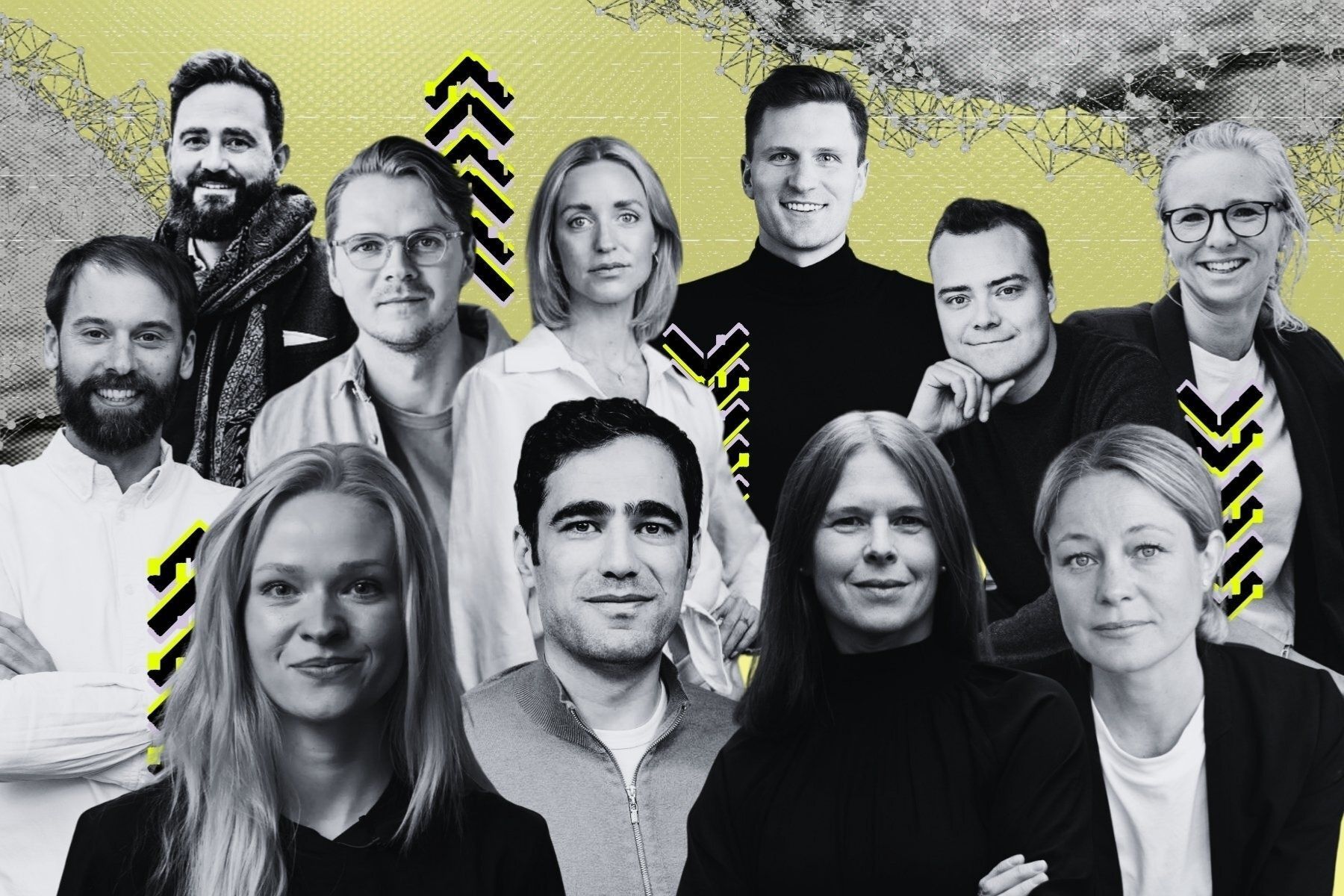 Some of the Swedish AI founders featured in our review. Photo: Press images. Graphic: Diana Demin.