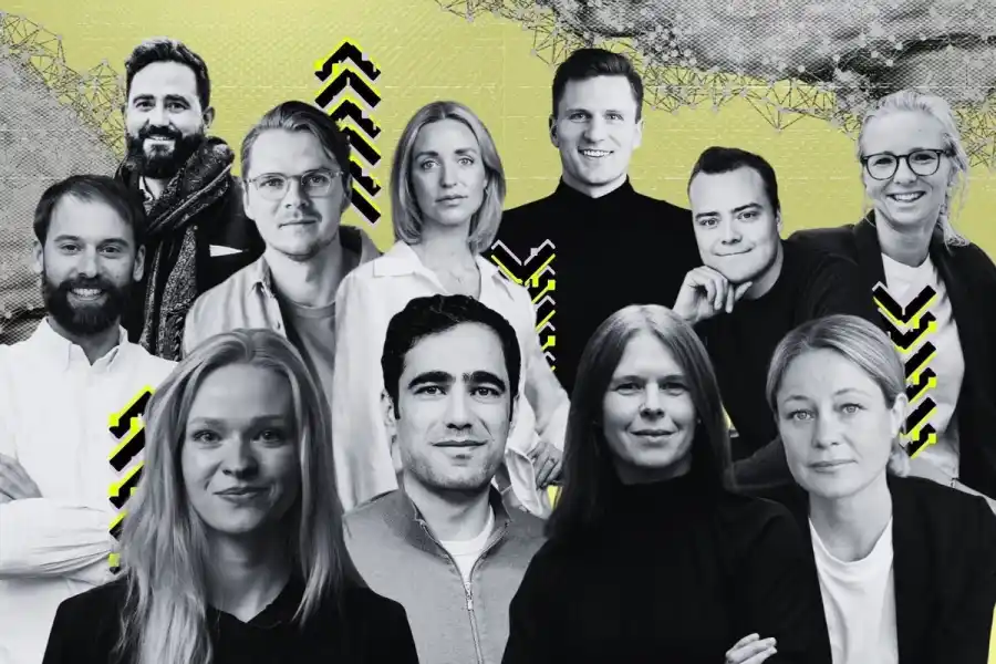 Some of the Swedish AI founders featured in our review. Photo: Press images. Graphic: Diana Demin.