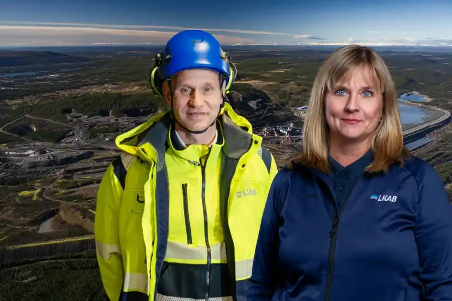 Johan Menckel, vd och koncernchef, och Monika Sammelin, områdeschef i Malmberget på LKAB. Foto: pressbilder.
