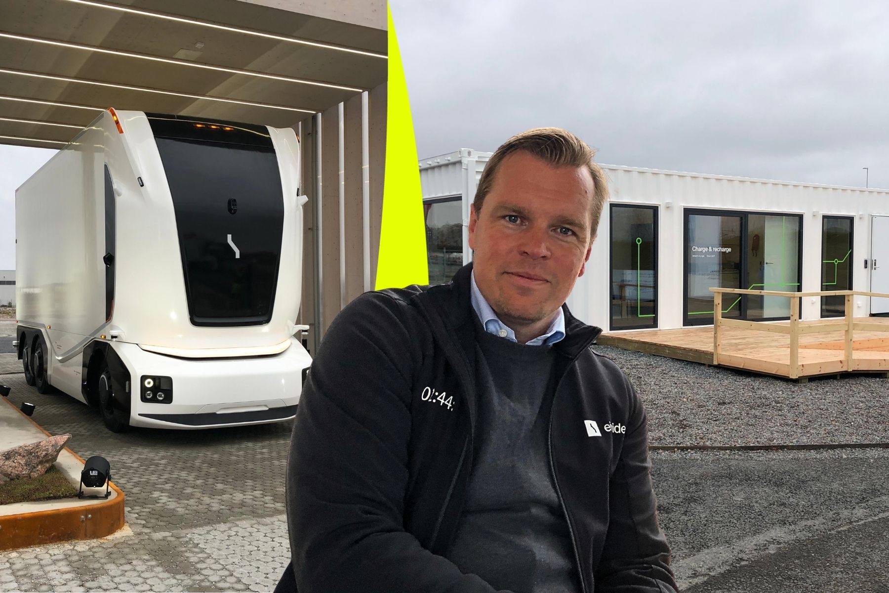 Robert Falck, medgrundare och vd på fraktteknikbolaget Einride. Foto :Rikard Rosell. Collage: Diana Demin