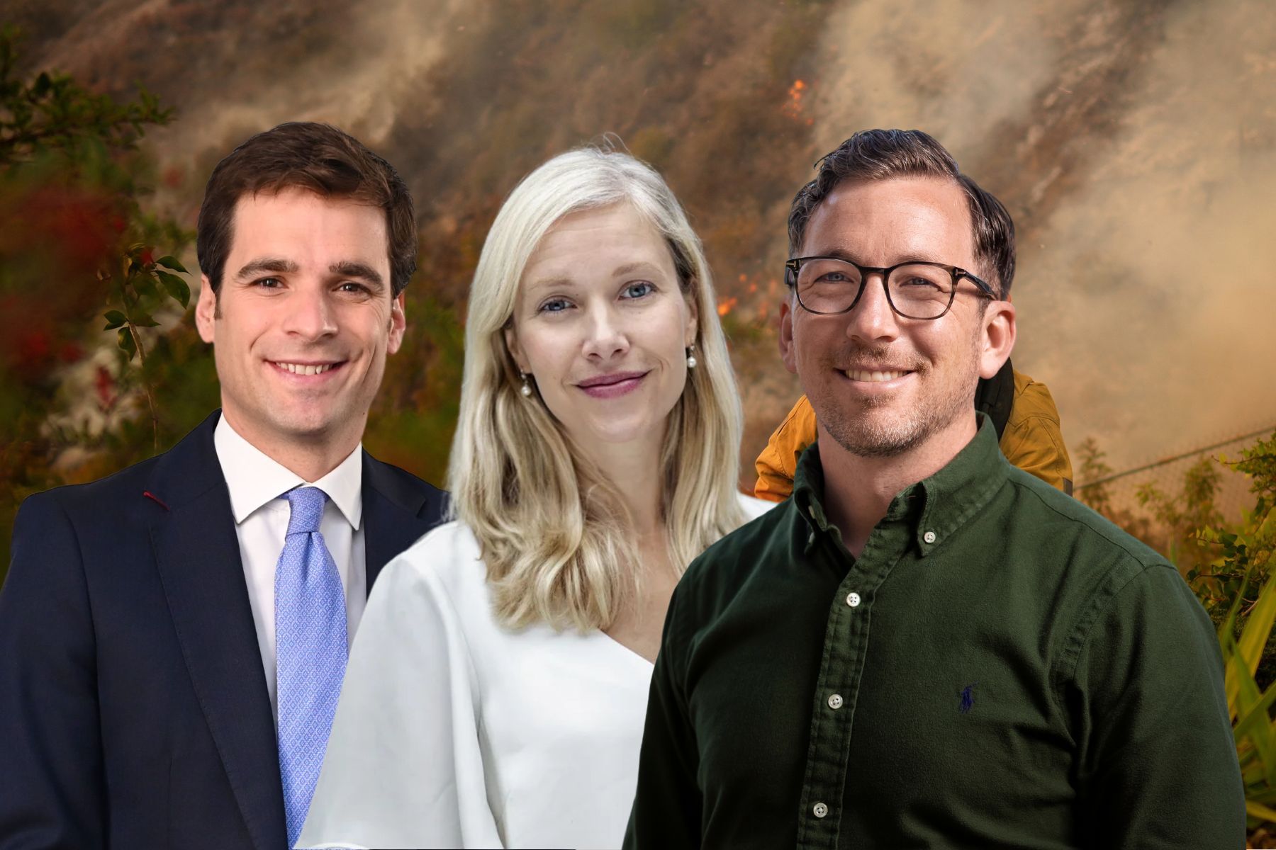 Arturo Benito, Impact Bridge, Heidi Lindvall, Pale Blue Dot and Svein Ove Langeland, Momentum Partners. Wildfires in LA in the background. Photo: AP/TT.