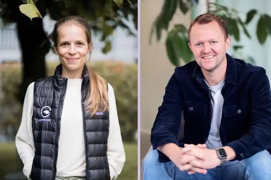 Marlies Gevaert, kommersiell chef på Greenomy och Daniel Gadd, vd på Position Green. Foto: Pressbilder.